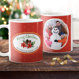 Caneca De Café Poinsettia de Natal Personalizada para Família com