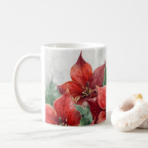 Caneca De Café Poinsettia de Natal Vermelha