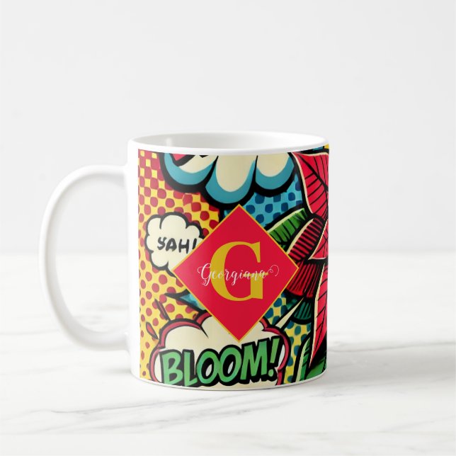 Caneca De Café Poinsettia de Pop de Arte de Cartões Retro Persona (Esquerda)