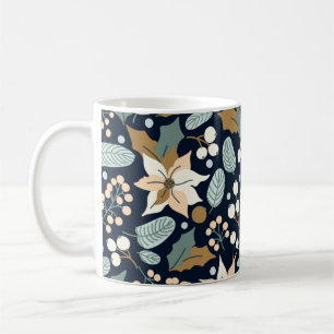 Caneca De Café Poinsettia negro de fundo férias de inverno