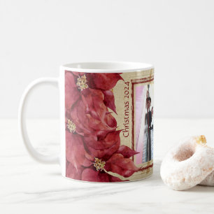 Caneca De Café Poinsettia Red Frame Christmas Mug