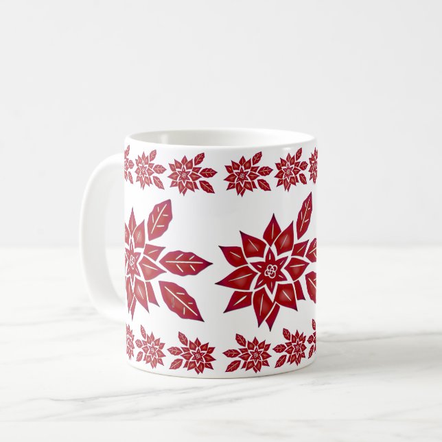 Caneca De Café Poinsettia (vermelha) (Frente Esquerda)