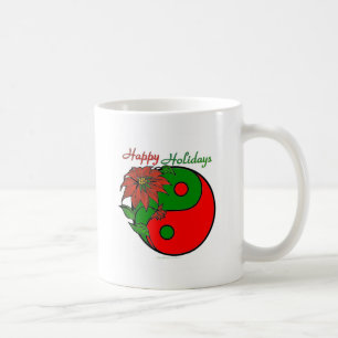 Caneca De Café Poinsettia Yin Yang de Natal