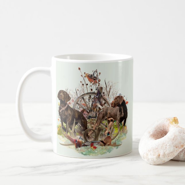 Caneca De Café Pointer Alemão de Cabelo Curto (Com Donut)