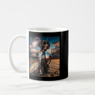 Caneca De Café Pointer Alemão de Cabelo Curto Patriótico Praia