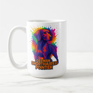 Caneca De Café Pointer Alemão de Cabelo Curto Pop Art – Neon Colo