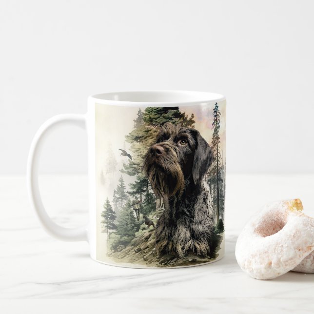 Caneca De Café Pointer de Cabelo Raspado Alemão (Com Donut)
