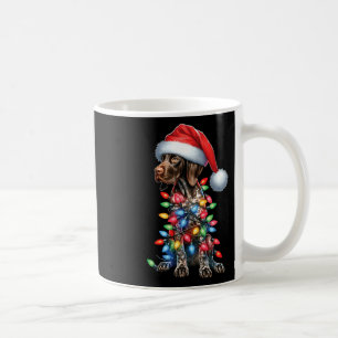 Caneca De Café Pointerdog alemão alcança Santa Hat Chr