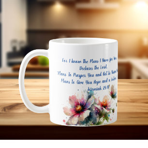 Caneca De Café Pois eu sei/ Jeremias 29:11 Flor Moderna