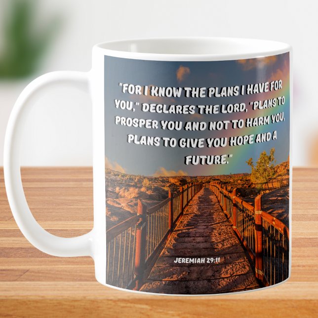 Caneca De Café Pois Eu Sei Os Planos Jeremiah 29 Bíblia Verse (Criador carregado)
