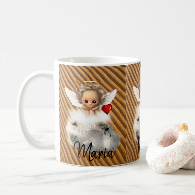 Caneca De Café Polar Bear Angel Stripe (Com Donut)
