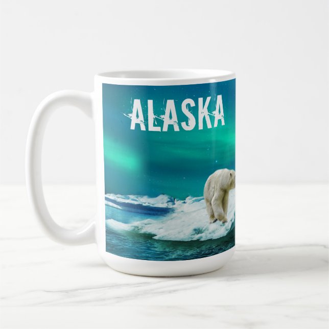 Caneca De Café Polar Bear Aurora Borealis Alaska Mug (Esquerda)