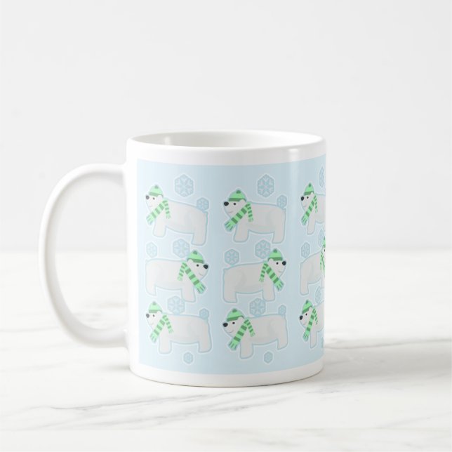 Caneca De Café Polar Bear Cartoon Scarf Trio Coffee (Esquerda)