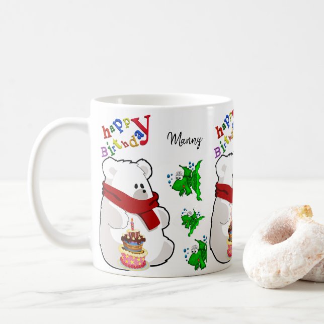 Caneca De Café Polar Bear Mug Happy Birthday (Com Donut)