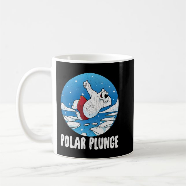 Caneca De Café Polar Plunge Ice Jump Funny Polar Bear Winter   (Esquerda)