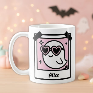 Caneca De Café Polaroide rosa-Gótico Ghost Pastel Doce e Spooky