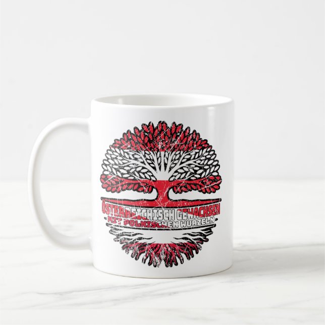 Caneca De Café Polen Pole Österreichisch Österreich Baum (Esquerda)