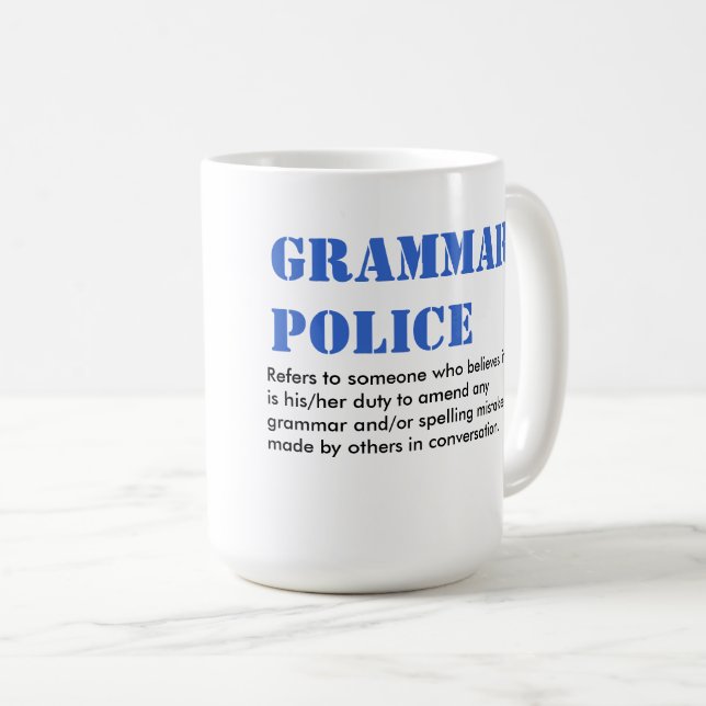 Caneca De Café Polícia da gramática (Frente Esquerda)