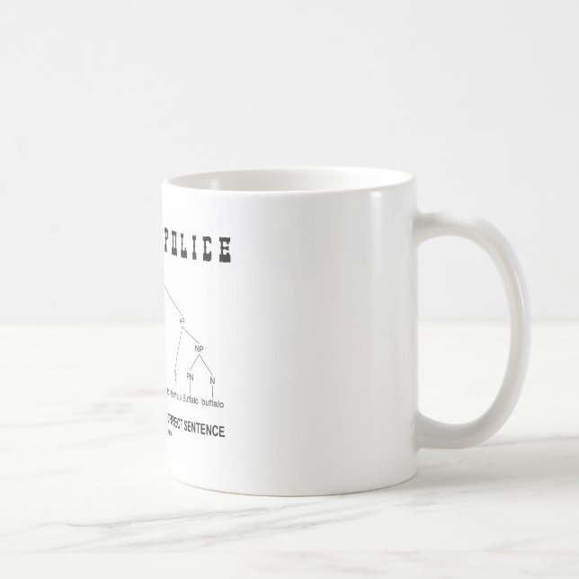 Caneca De Café Polícia da gramática (o búfalo 8 vezes corrige a (Direita)