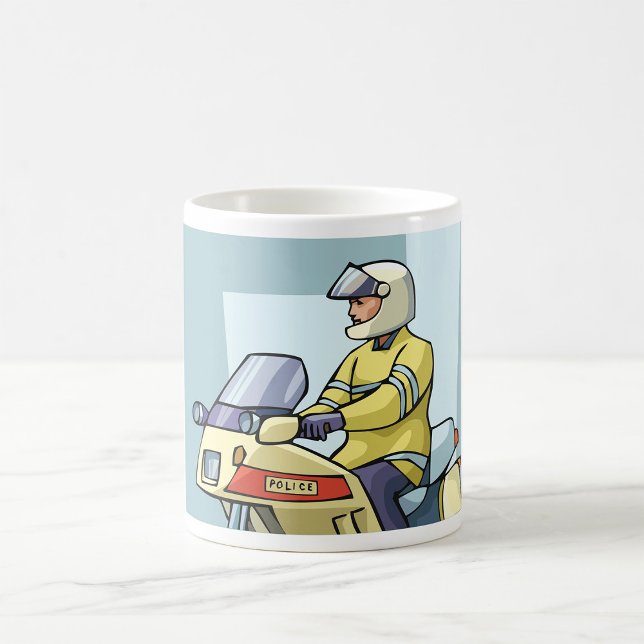 Caneca De Café Polícia Em Um Mágico De Motobicicleta (Criador carregado)