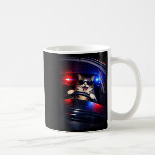 Caneca De Café Polícia engraçada gato louco dirigindo carro meme 