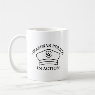 Caneca De Café Polícia Gramatical Em Ação   Engraçado professor d
