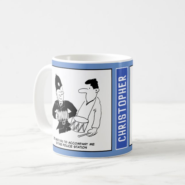 Caneca De Café Polícia Musical do Reino Unido com Acordeão. Engra (Frente Esquerda)