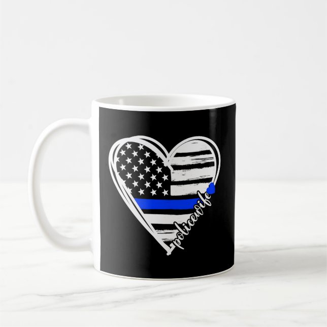 Caneca De Café Polícia Orgulhosa De Policial Coração (Esquerda)