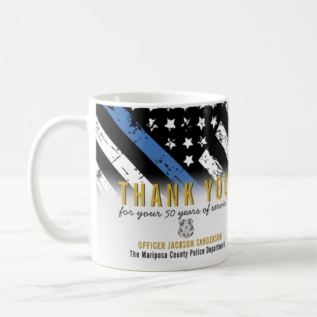 Caneca De Café Polícia Thin Blue Line Bandeira Americana Obrigado (Esquerda)