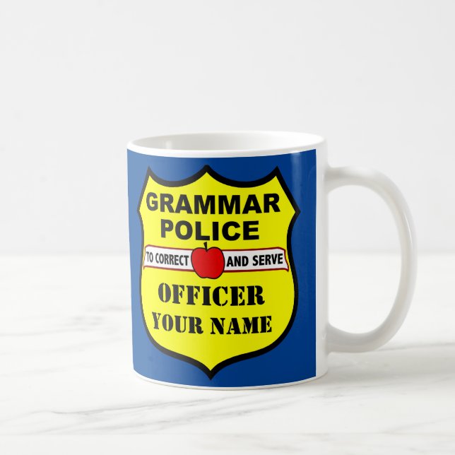 Caneca De Café Policial de Gramática Personalizável (Direita)