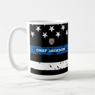 Caneca De Café Policial de Sinalizador de Linha Azul Thin