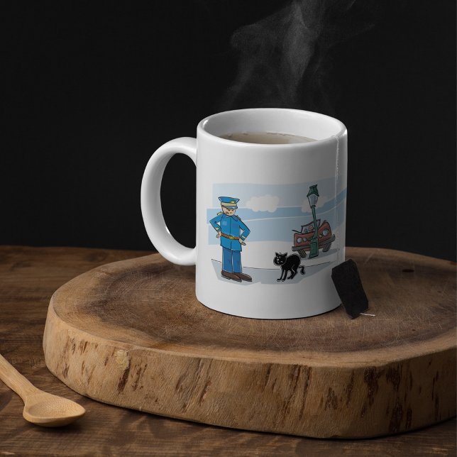Caneca De Café Policial E Um Gato Negro (Criador carregado)