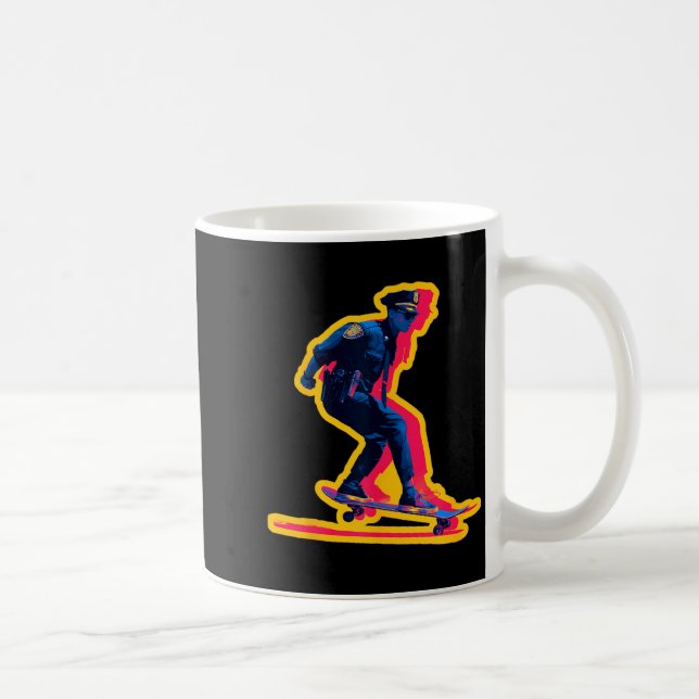 Caneca De Café Policial engraçado com skate e incrível (Direita)