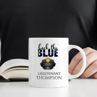 Caneca De Café Policial Personalizado Que Devolve o Azul