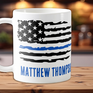 Caneca De Café Policial Personalizado Thin Blue Line Café