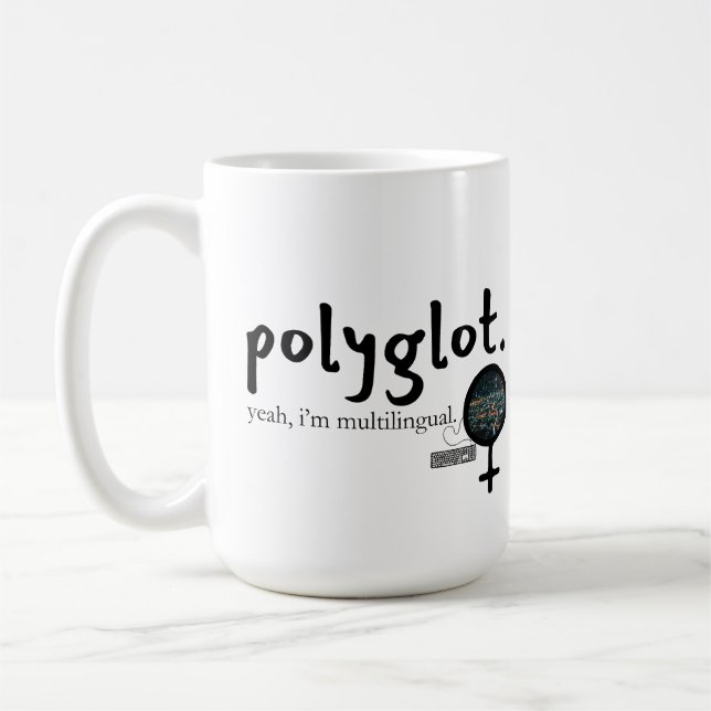 Caneca De Café Poliglot multilíngue personalizável (Mulheres na T (Esquerda)