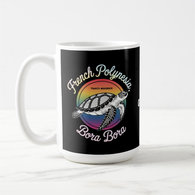 Caneca De Café Polinésia Francesa Bora Moorea Tahiti Tartaruga (Esquerda)