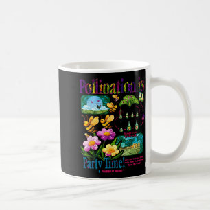 Caneca De Café Polinização de abelhas inseto flor vintage botânic