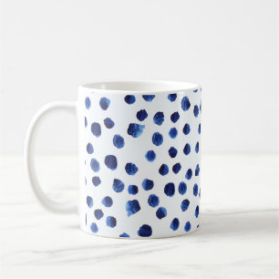 Caneca De Café Polka Azul: Ponto de Aquarela Sem Vista.