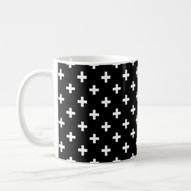 Caneca De Café Polka branca cruza a preto (Esquerda)