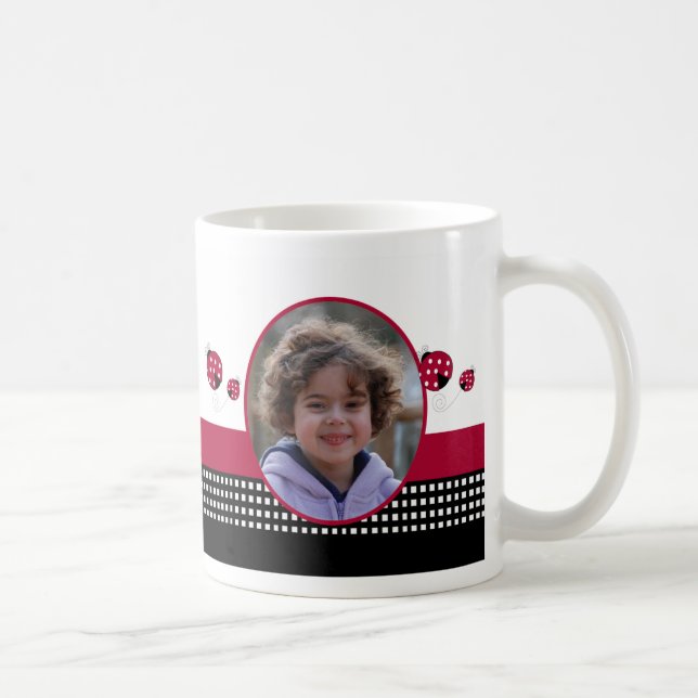 Caneca De Café Polkadot Ladybugs Trendy Custom Photo Mug (Direita)