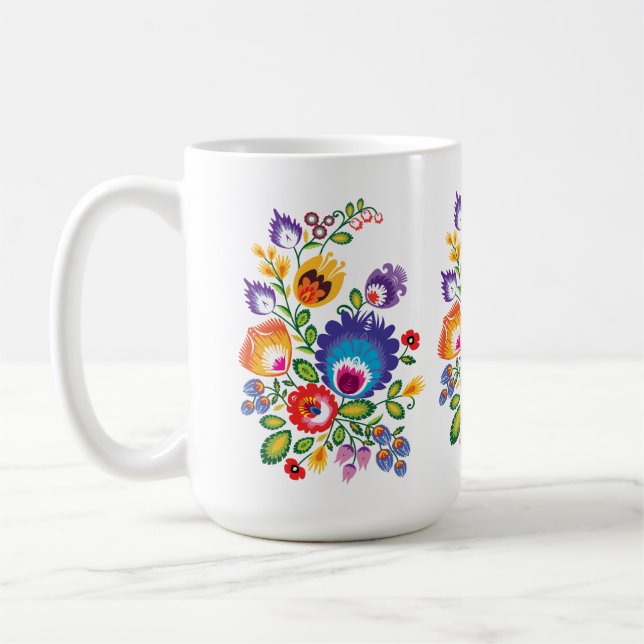 Caneca De Café Polo assimétrico Folk Wycinanki (Esquerda)