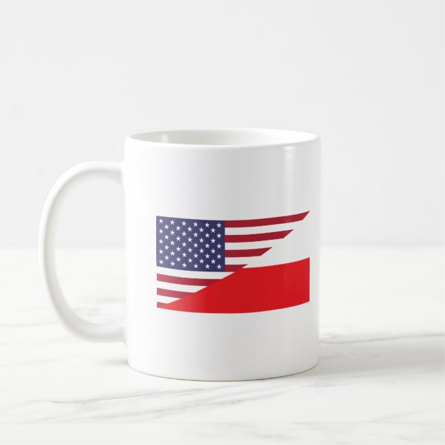 Caneca De Café Polonês - Bandeira Americana - Café Mug (Esquerda)