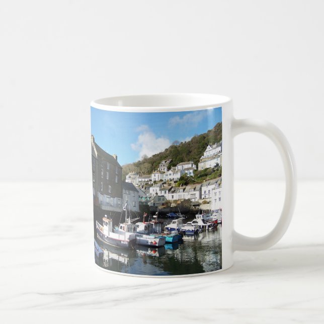 Caneca De Café Polperro Cornwall Inglaterra (Direita)