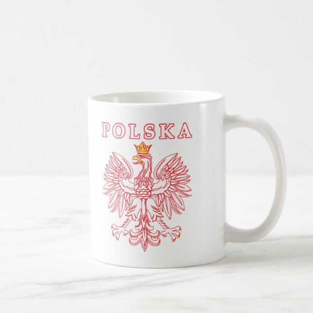 Caneca De Café Polska Com Águia Polonesa Vermelha (Direita)