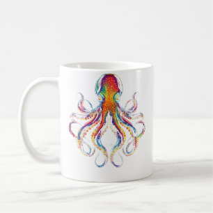 Caneca De Café Polvo Colorido Animal Oceano Kraken Mergulho