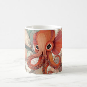 Caneca De Café polvo laranja com olhos grandes e redemoinhos