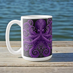Caneca De Café Polvo Roxo Vitoriano Steampunk Kraken