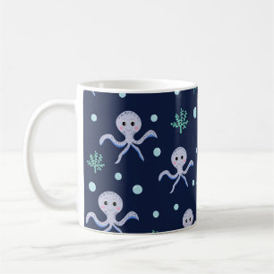 Caneca De Café Polvo sob o padrão infantil marinho