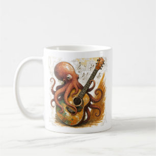 Caneca De Café Polvo Tocando Guitarra Arte Musical Vintage